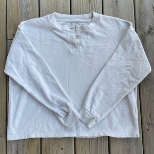 Madewell Cream Quarter Button Up Long Sleeve Henley Tee